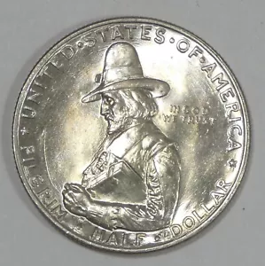 1920 Pilgrim Tercentenary Silver Commemorative Half Dollar Choice BRILLIANT UNC - Picture 1 of 4