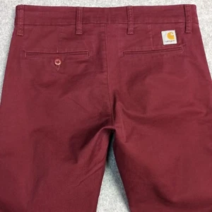 Carhartt Hombre Sid-Pant 31 x 32 Pantalones Chinos Slim Recto Fit Maroon Burdeos - Imagen 1 de 12