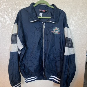 VINTAGE Miami Dolphins Jacket Men L Blue Pro Player NFL Football Perfect Season - Picture 1 of 4