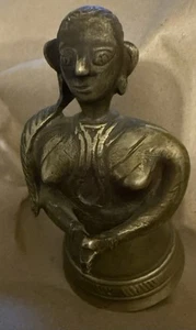 Vintage Indian Dhokra Brass Figure Bell Statue 8.8 Oz / 3-1/2 In Tall RARE - Picture 1 of 9