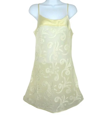 Jones New York Cream Sheer Floral Nightgown Satin Trim Adjustable Straps Medium - Image 1 of 4
