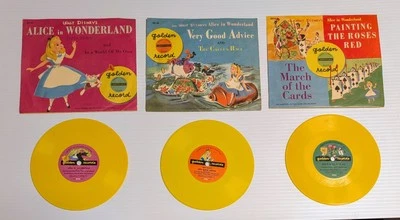 Discos 3x Vintage 1951 Alice no País das Maravilhas Walt Disney Golden 6" 78 RPM Infantil - Imagem 1 de 2