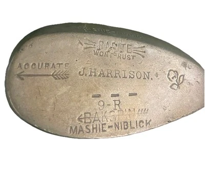 Accurate Mashie-Niblick 9-R DEEP GROOVE BAKSPIN Iron Harrison McGregor Hickory  - Image 1 of 4