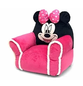 Disney Junior Minnie Mouse Toddler Plush Sofa Bean Bag Chair With Sherpa Trim - Picture 1 of 4