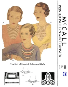 McCALL 88 Pattern FAGOTED Collars and Cuffs 1930's - Picture 1 of 4