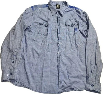 Enyce Shirt Sean Combs Button Up Long Sleeve 100% Cotton Blue Men's Size 2XL - Image 1 of 4