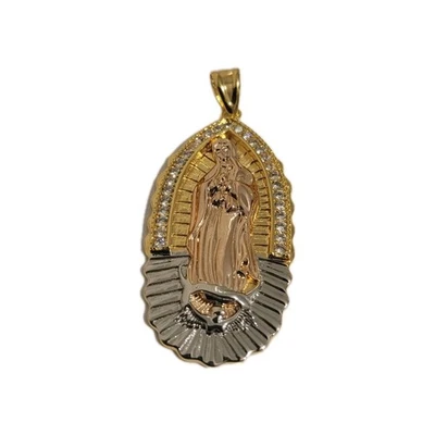 Colgante Dije Dama del Guadalup (Virgen María) Dos Tonos Circonita cúbica Relleno de Oro 14k18k Foto 1 de 4