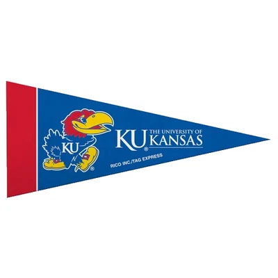 Kansas Jayhawks Mini Pennant 4”x9” Big 12 Wall Dormitório Bandeira de Feltro Lembrança NCAA - Imagem 1 de 2