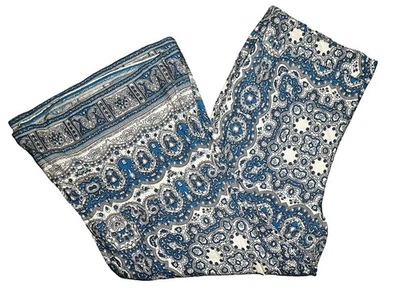 Anthropologie Feather & Bone Pants Womens 14 Blue White Paisley Wide Leg Boho - Image 1 of 4