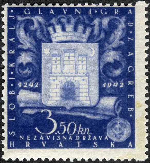 Croácia 1943 Arms of Zagreb MH (SC# B28) - Imagem 1 de 1
