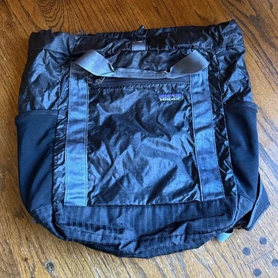 Patagonia black ultra lightweight travel tote pack bag with backpack straps - Image 1 of 4