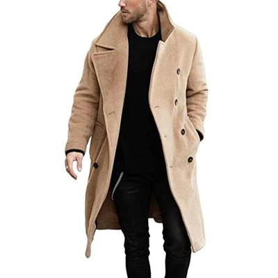 Fashion Autumn Winter Coat Casual Long Jacket Long Sleeve Mens Overcoat - Image 1 of 4