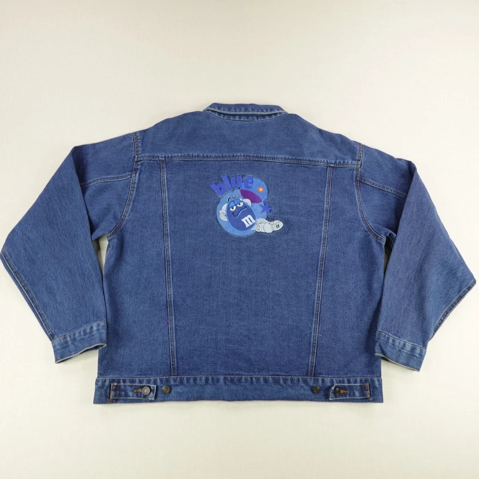 Vintage M&Ms Jacket Mens XXL Blue Denim Jean Button Up Trucker Coat Las Vegas - Image 1 of 4