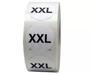 Ropa al por menor ropa redonda blanca talla pegatinas etiquetas adhesivas rollo XXL - Imagen 1 de 1