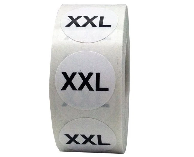 Ropa al por menor blanca redonda ropa tamaño pegatinas etiquetas adhesivas rollo XXL  Foto 1 de 1