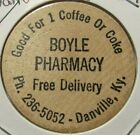 Vintage Boyle Pharmacy Danville, Ky Wooden Nickel - Token Kentucky