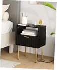 Night Stand With Charging 10.Black Fluted With Outlet Fluted With Outlet