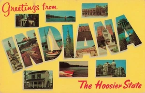 IN Indiana-Large Letters Greetings-Vintage Postcard (E18) - Picture 1 of 4