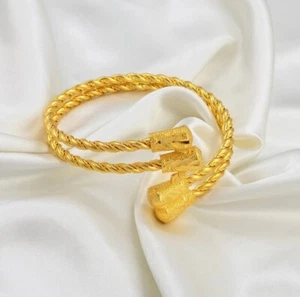 DUBAI GOLD BANGLE Bracelet 24K Gold Plated Wedding Indian Bridal Africa Ethiopia - Picture 1 of 1