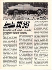 1968 AMC JAVELIN SST-343 ~ ORIGINAL 2-PAGE ARTICLE / AD - Imagen 1 de 1