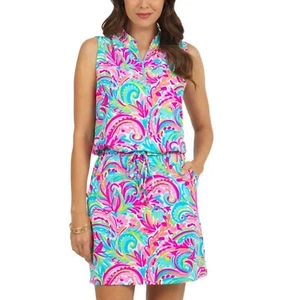 IBKUL Aubrey Drawstring Dress Size S M L XL Sleeveless Candy Pink Ladies Golf - Picture 1 of 3