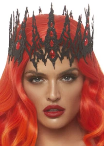 Leg Avenue Black Glitter Die Cut Jeweled Crown - Picture 1 of 1