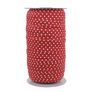 100 Yard Spool -Fold Over Elastic - Red with White Polka Dots - 5/8in Wide - FOE - Picture 1 of 1