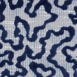 Schumacher Cut Velvet Vermicelli Weave Fabric- Janis Velvet / Blue 1.25 yd 75222 - Picture 1 of 2