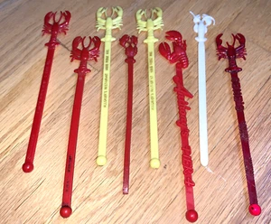 8 Old LOBSTER SWIZZLE STIR STICKS - Anthony's / Gene's / Allgauer's / Al Nemet's - Picture 1 of 4