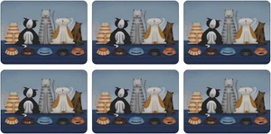 Plymouth Pottery - Hungry Cats Placemats - Set of 6 - Picture 1 of 2