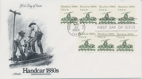#1898 Handcar 1880's Artmaster cachet First Day cover Cover