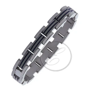 Argent Titane Incrustation / Plus Design Bracelet Argent Noir - Bild 1 von 6