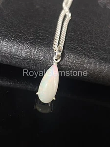 Colgante de ópalo etíope, collar de ópalo blanco, piedra de nacimiento de octubre, ópalo lágrimas - Imagen 1 de 2