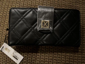 Kate Landry Black Quilted clutch turnlock Checkbook RFID Wallet NWT - Picture 1 of 6