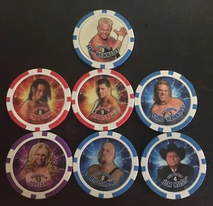 Lot Of 7 WWE 2011 Power Chipz CM Punk Batista Big Show Jim Ross Hawkins Jillian - Picture 1 of 2
