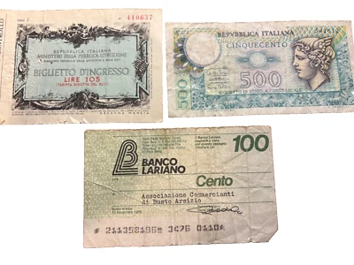 (3) Banknotes from Italy , 1974, 1976, 100 Cento, 500 Lire, 105 Lire - Image 1 of 4