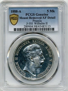 Rare 1888-A 5 Marks German States, Prussia, Wilhelm II - J-101 - PCGS XF Detail - Picture 1 of 2