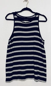 Lou Grey Striped Signaturesoft Tunic Tank Womens Black Sleeveless Stretch Medium - Picture 1 of 8