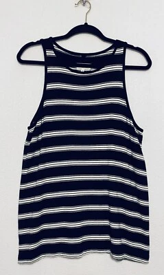 Lou Grey Striped Signaturesoft Tunic Tank Womens Black Sleeveless Stretch Medium - Изображение 1 из 4