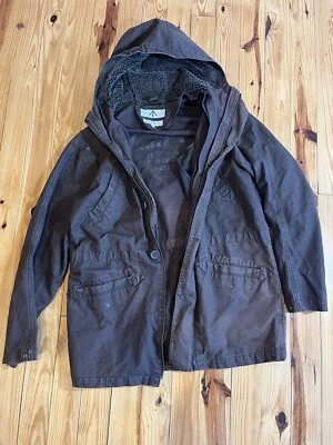 Nigel Cabourn Men’s Small Utility Brown Parka Jacket Hooded Full Zip Streetwear - Image 1 of 4