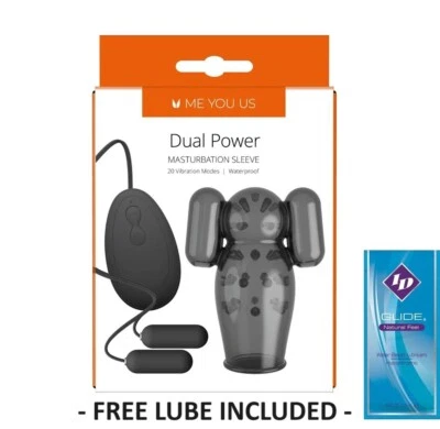 Vibrating Masturbation Sleeve 3.75 Inch DUAL POWER Waterproof 20 Modes Sex Toy - Image 1 of 4