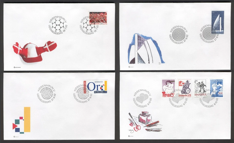 Denmark S69 4 FDC 1992 7v Sport Soccer EXPO Comic - Image 1 of 1