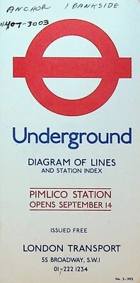 Diagrama de líneas e índice de estaciones del metro de Londres 1972 #2 Foto 1 de 3