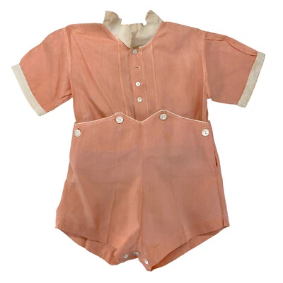 Conjunto de 2 piezas Buddy Suits vintage para niños pequeños naranja melocotón blanco años 50 Foto 1 de 4