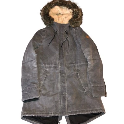 Jaqueta Parka O'NEILL Adventure Feminina Isolada Cinza Acabamento de Pele Sintética Tamanho M - Imagem 1 de 4