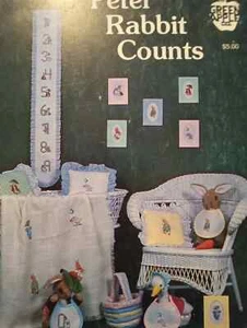Vintage Peter Rabbit Cross Stitch Booklet Numbers Characters Green Apple - Picture 1 of 2