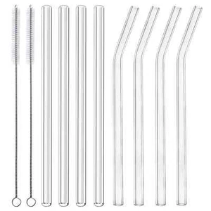 ALINK Glass Smoothie Straws, 10" x 10 mm Long Reusable Clear Drinking Straws,... - Picture 1 of 3