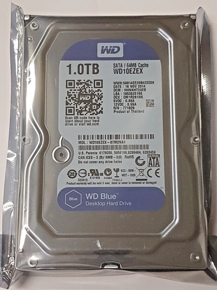 1 TB SATA Western Digital WD10EZEX-23ft2NA1 7200rpm 64MB HDD 3.5 " Hard Drive - Image 1 of 1