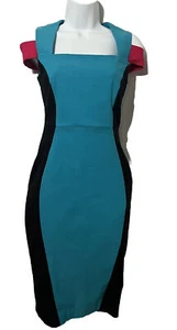 Dreifarbig enges Damenkleid, halbbeiniges Kleid. - Bild 1 von 5