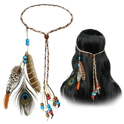 Diadema de plumas indias disfraces tribales nativos americanos para mujeres niñas Foto 1 de 4